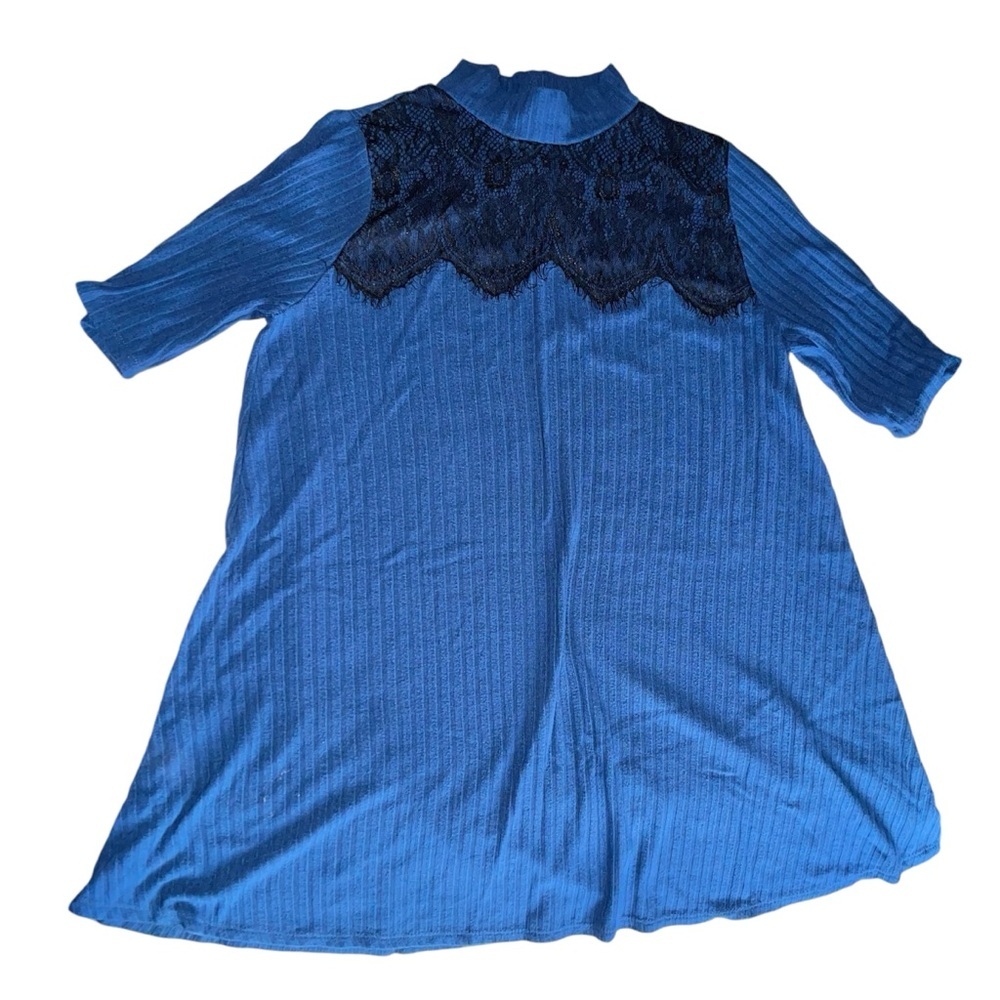 A. Byer Blue Ribbed Knit Shirt Sz L